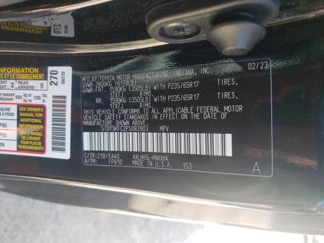 5TDYSKFC2PS083903 - 2023 TOYOTA SIENNA XLE BLACK photo 13