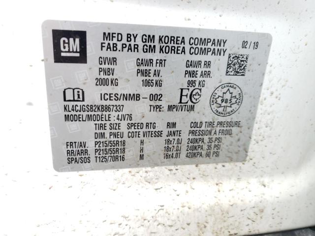 KL4CJGSB2KB867337 - 2019 BUICK ENCORE ESSENCE WHITE photo 13