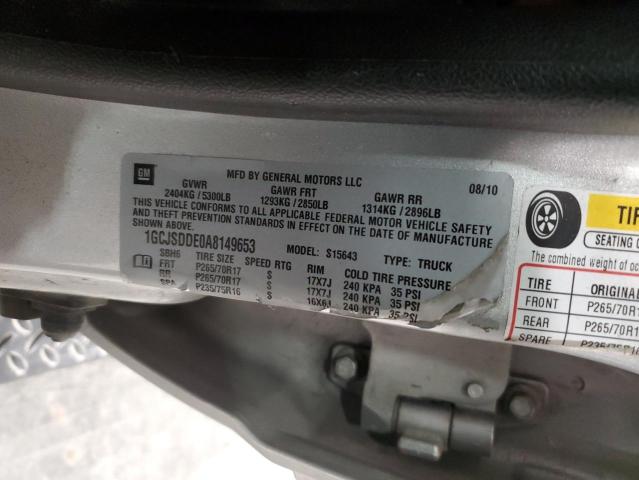 1GCJSDDE0A8149653 - 2010 CHEVROLET COLORADO LT SILVER photo 12