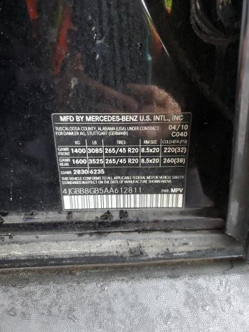 4JGBB8GB5AA612811 - 2010 MERCEDES-BENZ ML 350 4MATIC BLACK photo 13