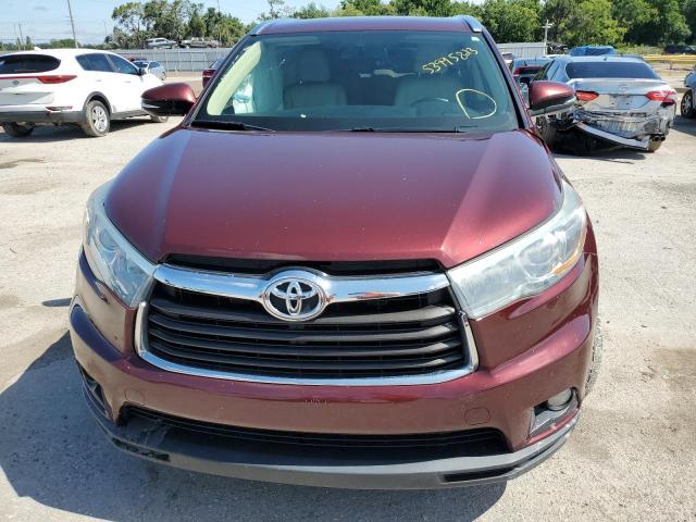 5TDKKRFHXFS081700 - 2015 TOYOTA HIGHLANDER XLE Bordo foto 5