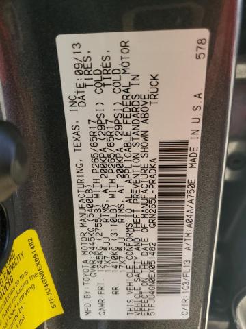 5TFJU4GN0EX051482 - 2014 TOYOTA TACOMA DOUBLE CAB PRERUNNER CHARCOAL photo 12