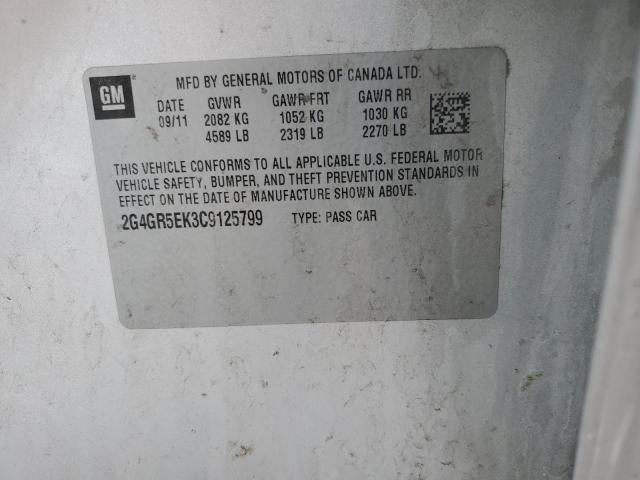 2G4GR5EK3C9125799 - 2012 BUICK REGAL SILVER photo 12