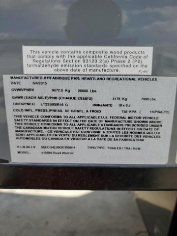 5SFCG4238GE305814 - 2016 HEARTLAND GATEWAY ნაცრისფერი ფოტო 10