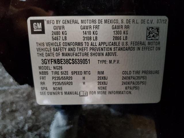 3GYFNBE38CS639051 - 2012 CADILLAC SRX PERFORMANCE COLLECTION Czarny zdjęcie 13