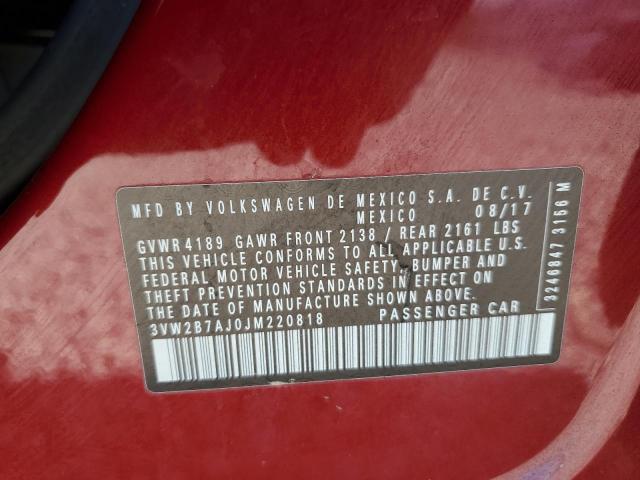 3VW2B7AJ0JM220818 - 2018 VOLKSWAGEN JETTA S წითელი ფოტო 12
