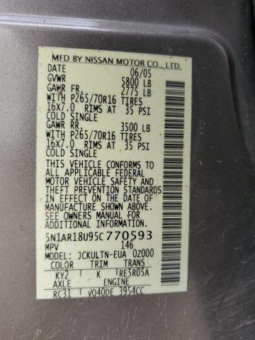 5N1AR18U95C770593 - 2005 NISSAN PATHFINDER LE 米色 照片 14