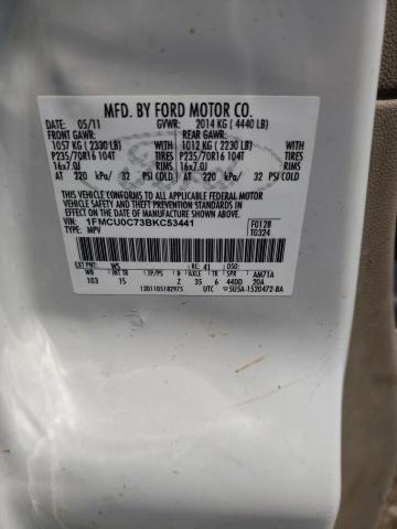 1FMCU0C73BKC53441 - 2011 FORD ESCAPE XLS WHITE photo 12