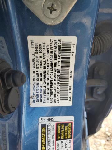 19XFA169X9E001065 - 2009 HONDA CIVIC EXL ლურჯი ფოტო 13