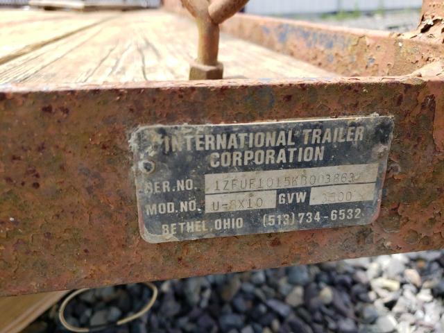 1ZFUF1015KB003863 - 1989 UTILITY TRAILER TWO TONE photo 10