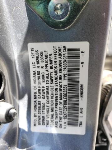 19XFC2F89LE003551 - 2020 HONDA CIVIC SPORT 银色 照片 13