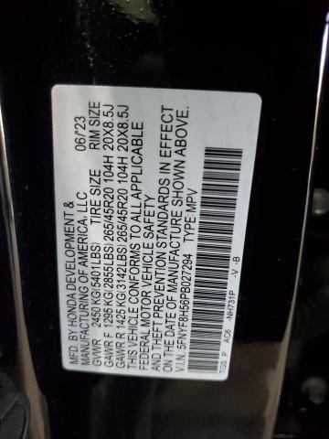 5FNYF8H56PB027294 - 2023 HONDA PASSPORT EXL BLACK photo 13