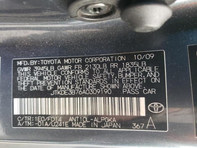 JTKDE3B76A0309190 - 2010 TOYOTA SCION TC 黑色 照片 13