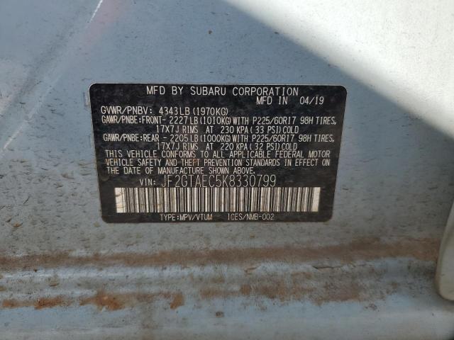 JF2GTAEC5K8330799 - 2019 SUBARU CROSSTREK PREMIUM ლურჯი ფოტო 13