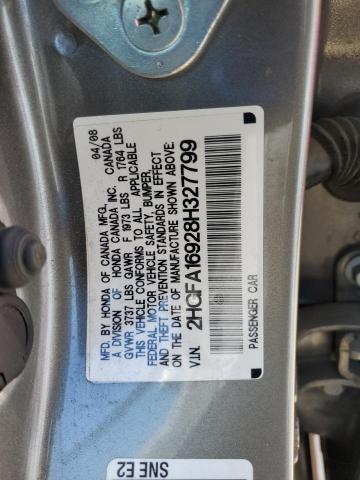 2HGFA16928H327799 - 2008 HONDA CIVIC EXL GRAY photo 13