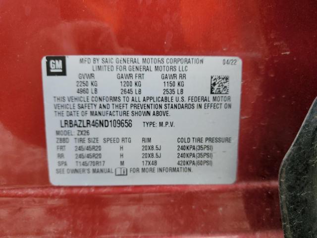 LRBAZLR46ND109658 - 2022 BUICK ENVISION PREFERRED RED photo 14