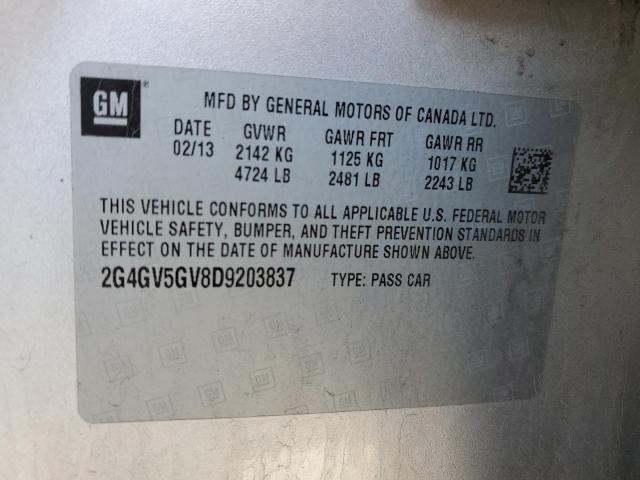 2G4GV5GV8D9203837 - 2013 BUICK REGAL GS Күміс фото 12