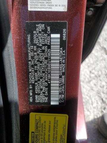 4T1BK1EB9EU115825 - 2014 TOYOTA AVALON BASE BURGUNDY photo 12