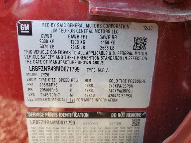 LRBFZNR48MD071799 - 2021 BUICK ENVISION ESSENCE RED photo 13