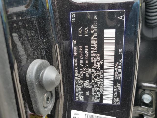 5TDHZRAH8NS106735 - 2022 TOYOTA HIGHLANDER XLE Սև լուսանկար 12