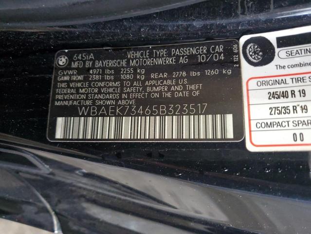 WBAEK73465B323517 - 2005 BMW 645 CI AUTOMATIC BLACK photo 13