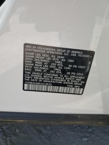 1V26E2CA6LC212575 - 2020 VOLKSWAGEN ATLAS CROS SE WHITE photo 13