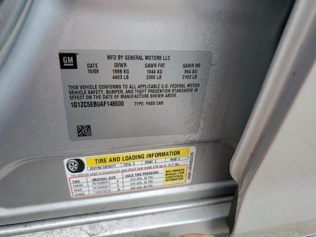 1G1ZC5EB9AF148600 - 2010 CHEVROLET MALIBU 1LT 银色 照片 12