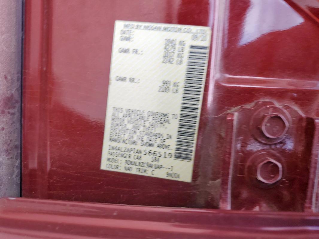 1N4AL2AP1AN566519 - 2010 NISSAN ALTIMA BASE BURGUNDY photo 12