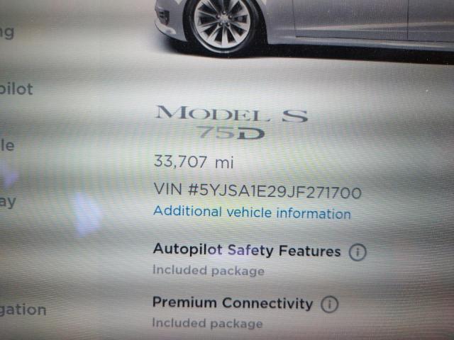 5YJSA1E29JF271700 - 2018 TESLA MODEL S Արծաթագույն լուսանկար 9