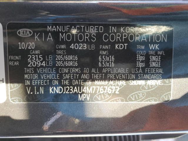 KNDJ23AU4M7767672 - 2021 KIA SOUL LX GRAY photo 12