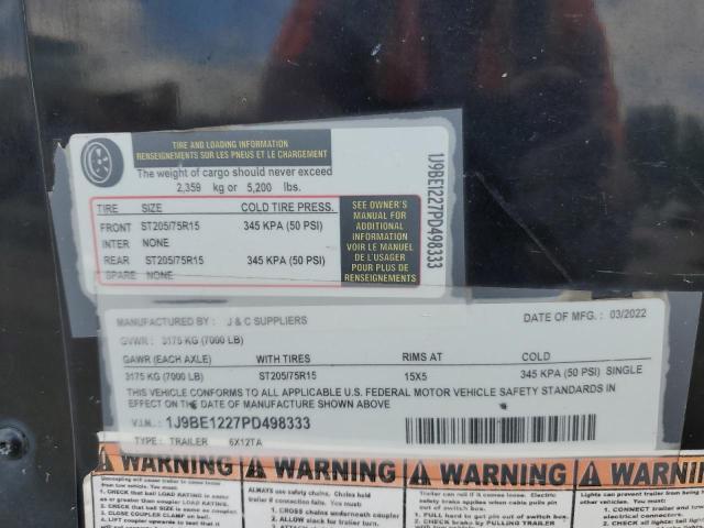 1J9BE1227PD498333 - 2022 UTILITY TRAILER Qara foto 10