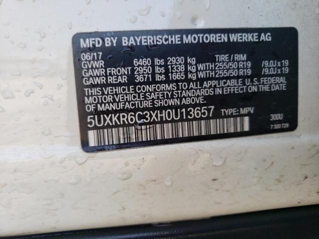 5UXKR6C3XH0U13657 - 2017 BMW X5 XDRIVE50I WHITE photo 14