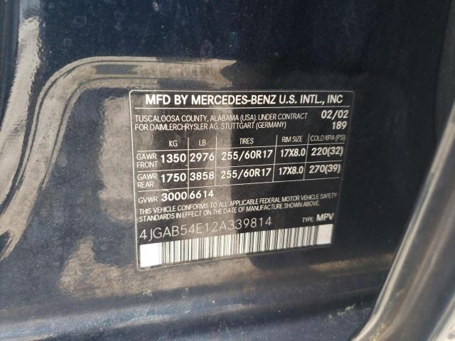 4JGAB54E12A339814 - 2002 MERCEDES-BENZ ML 320 BLUE photo 13