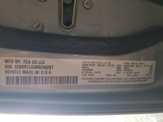 1C6RR7LG0NS246287 - 2022 RAM 1500 CLASS SLT 银色 照片 12