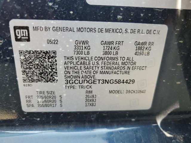 3GCUDGET3NG584429 - 2022 CHEVROLET SILVERADO K1500 LTZ BLUE photo 13