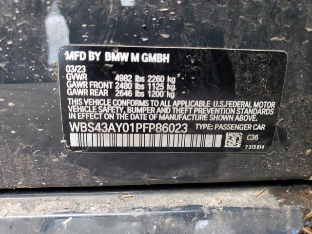 WBS43AY01PFP86023 - 2023 BMW M3 COMPETITION CHARCOAL photo 13