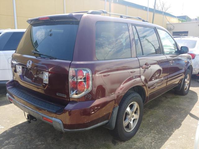 2HKYF18697H532313 - 2007 HONDA PILOT EXL MAROON photo 4