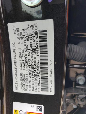 1HGCV1F50JA073745 - 2018 HONDA ACCORD EXL BLACK photo 12