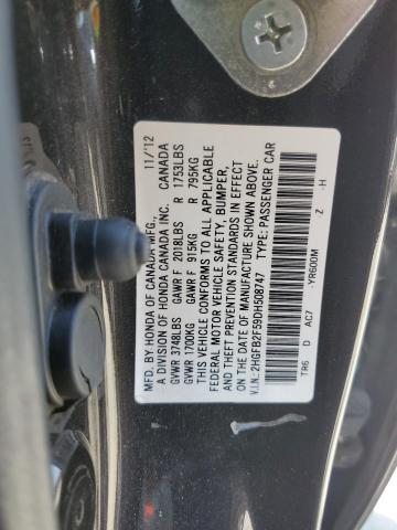 2HGFB2F59DH508747 - 2013 HONDA CIVIC LX BLACK photo 13