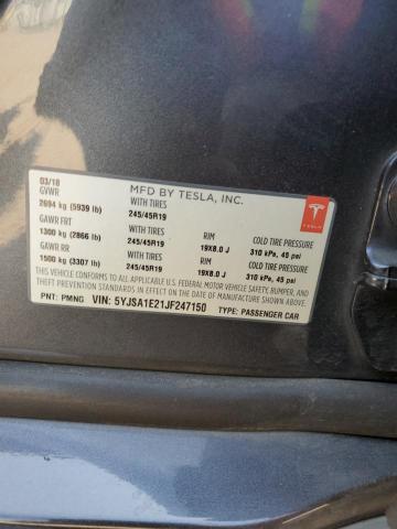 5YJSA1E21JF247150 - 2018 TESLA MODEL S Սև լուսանկար 12
