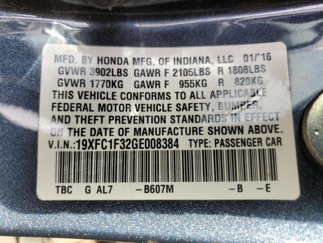 19XFC1F32GE008384 - 2016 HONDA CIVIC EX CHARCOAL photo 13