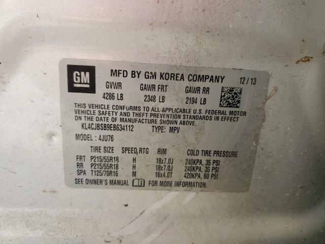 KL4CJBSB9EB634112 - 2014 BUICK ENCORE CONVENIENCE 银色 照片 13