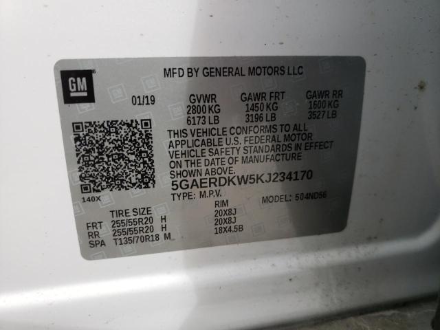 5GAERDKW5KJ234170 - 2019 BUICK ENCLAVE AVENIR WHITE photo 13