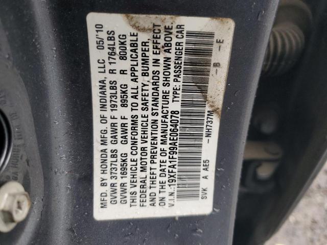 19XFA1F99AE064078 - 2010 HONDA CIVIC EXL GRAY photo 12