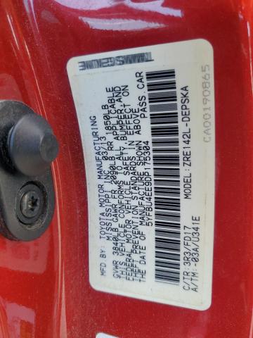 5YFBU4EE9DP175304 - 2013 TOYOTA CAROLLA BASE RED photo 13