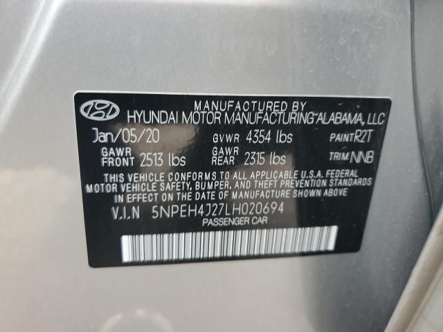 5NPEH4J27LH020694 - 2020 HYUNDAI SONATA LIMITED SILVER photo 12