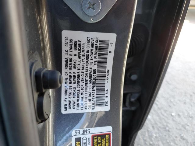 19XFA1F9XBE004165 - 2011 HONDA CIVIC EXL 灰色 照片 12