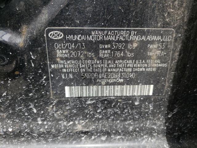 5NPDH4AE2DH431010 - 2013 HYUNDAI ELANTRA GLS BLACK photo 13