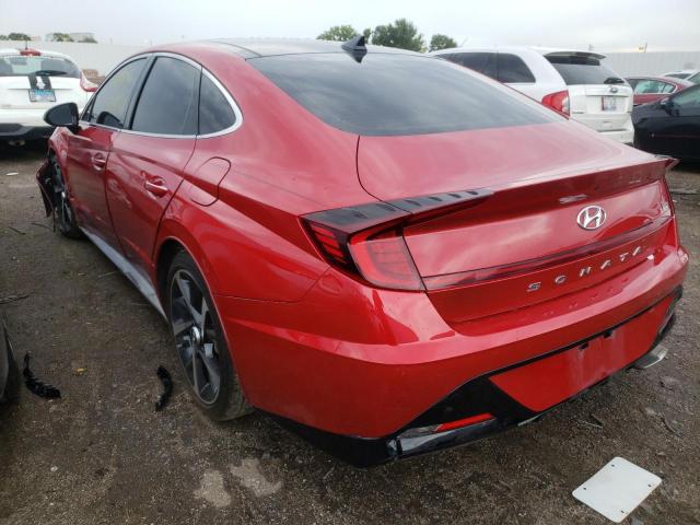 5NPEJ4J2XMH073735 - 2021 HYUNDAI SONATA SEL PLUS RED photo 3