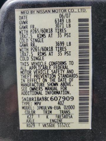 5N1BR18A98C607909 - 2008 NISSAN PATHFINDER LE ნაცრისფერი ფოტო 13